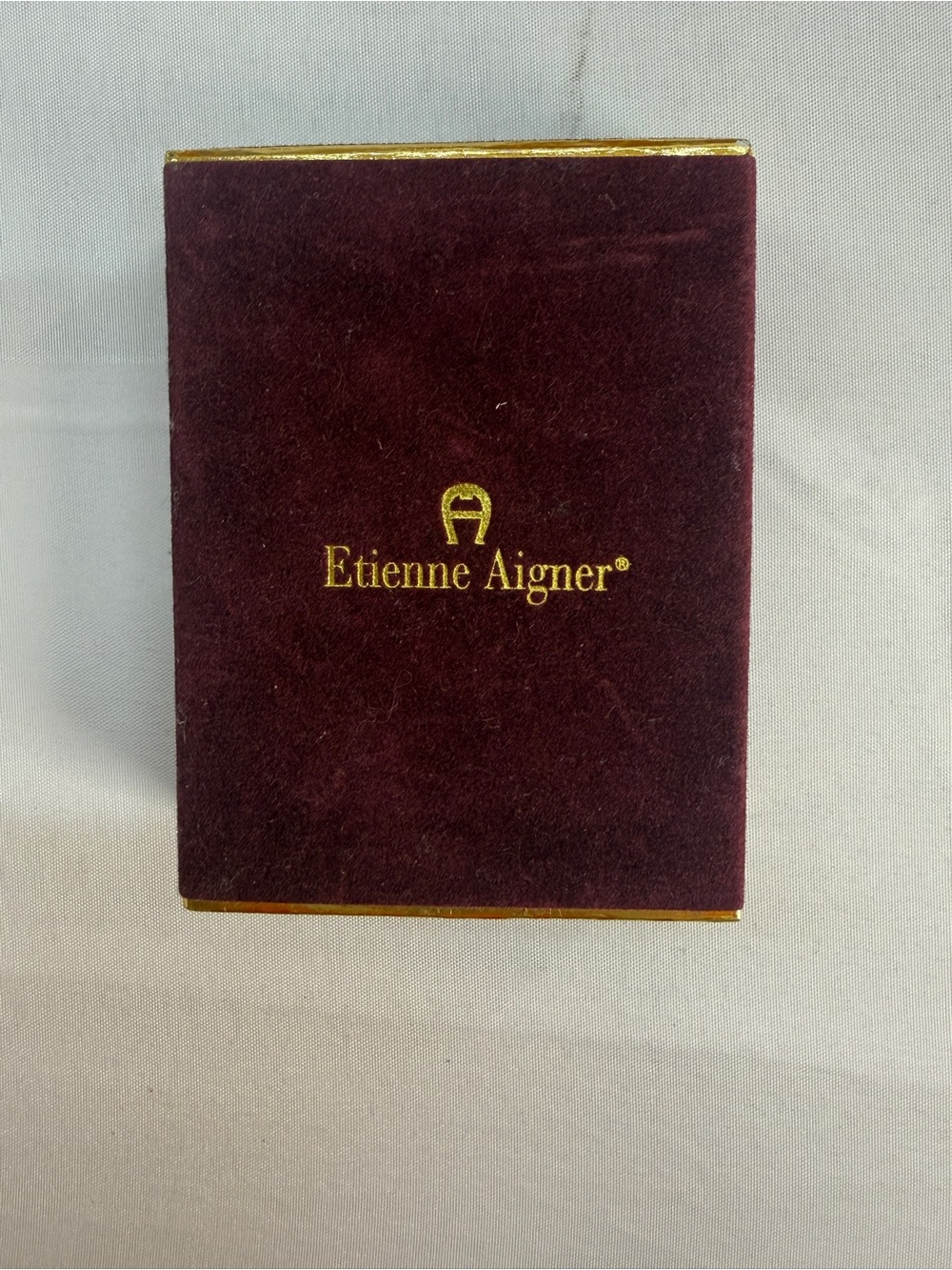 Etienne Aigner Burgundy Velvet Decorative Box with Playing Cards